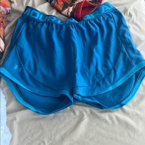 Under Armour Blue Athletic Shorts Moisture-Wicking Elastic Waist